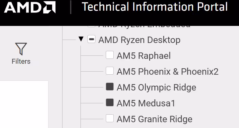 Capture texte AMD Ryzen Desktop chemin produit AM5 Phoenix et autres
