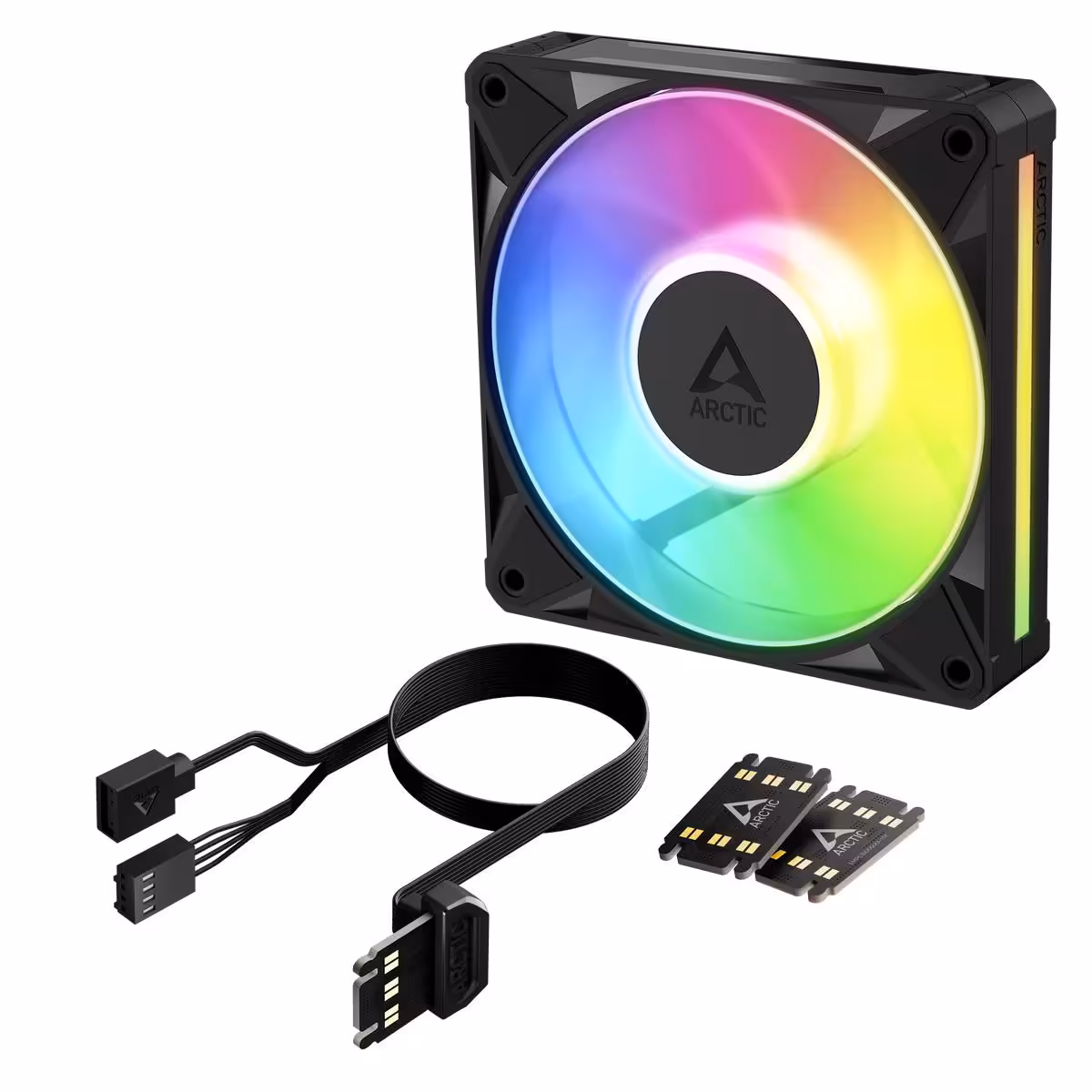 Ventilateur Arctic BioniX P12 A-RGB avec accessoires, câble ARGB et adaptateurs inclus
