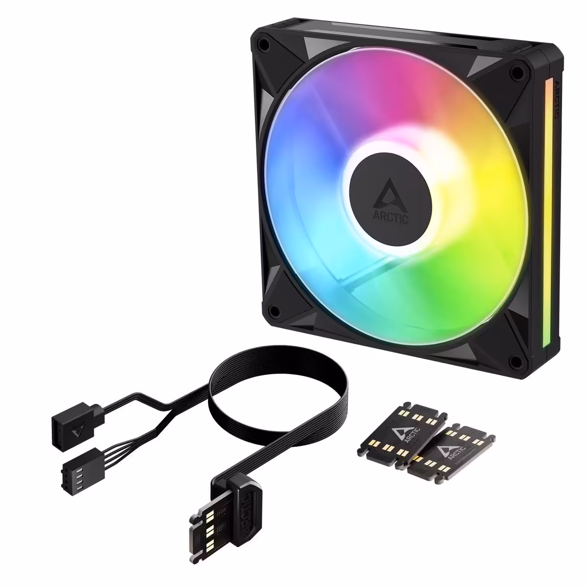 Ventilateur Arctic BioniX P12 A-RGB avec accessoires, câble ARGB et adaptateurs inclus