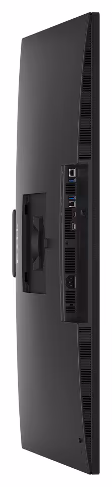 Dell Pro P 43 4K, un écran de visioconférence 43 pouces tout-en-un pour salles huddle 5 Vue arrière de l’écran Dell montrant ports et fixation du support central