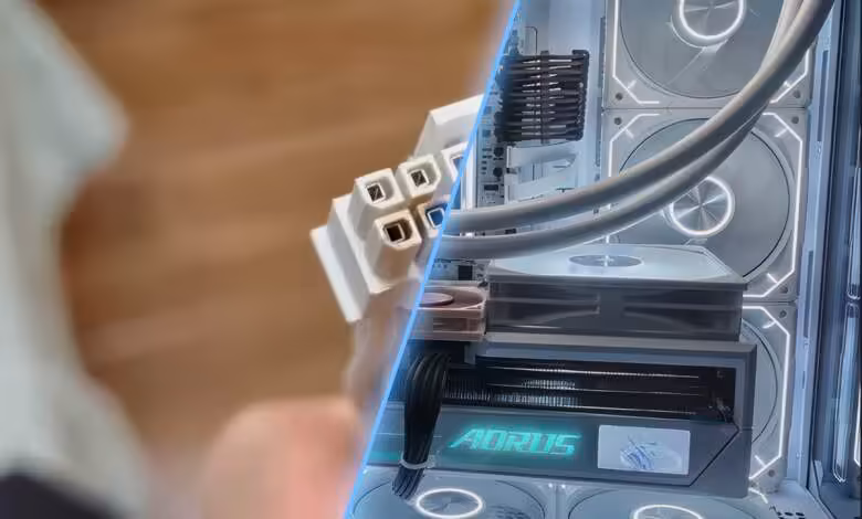 RTX 5090 : un panneau mesh n’a pas empêché la surchauffe du connecteur 16 broches 1 Gigabyte RTX 5090 owner adds custom mesh side panel to avoid bending 16-pin cable