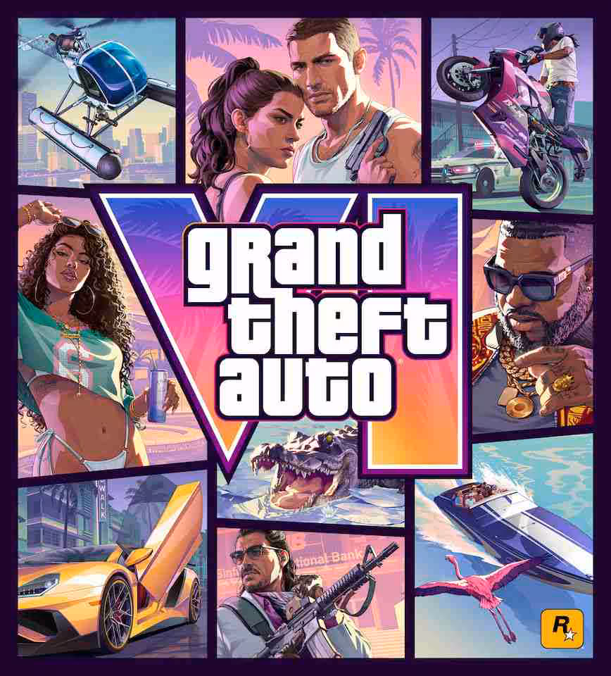 GTA VI Ultimate Edition dépasse la version standard dans les précommandes à 100 dollars 2 Artwork officiel Grand Theft Auto VI avec logo GTA VI et vignettes de personnages, véhicules et scènes d’action
