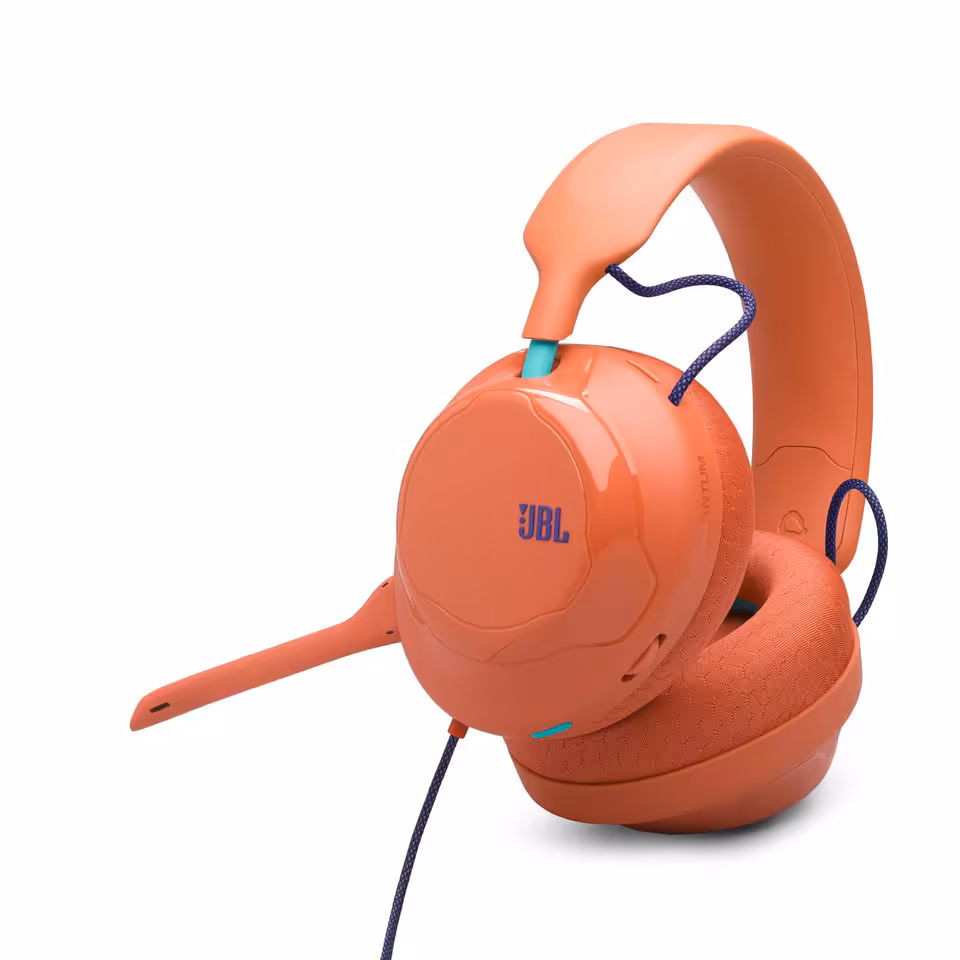 JBL Quantum 520 : la gamme gaming s’élargit avec les 520X et 120 dévoilés à la Gamescom 2026 10 Casque gaming JBL Quantum 520 orange, vue produit sur fond blanc.