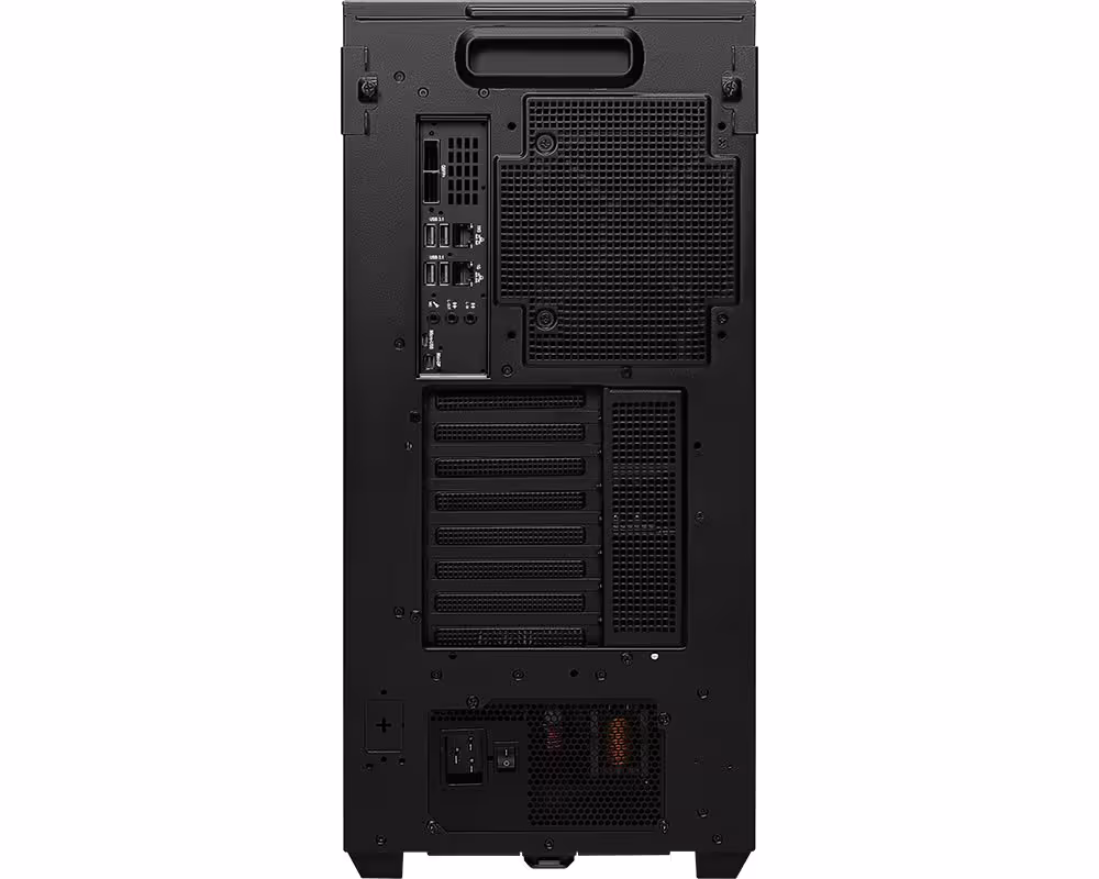MSI XpertStation WS300 : la station IA GB300 Grace Blackwell Ultra arrive en vente 4 Vue arrière du MSI XpertStation WS300, ports d’E/S, slots d’extension et alimentation visibles