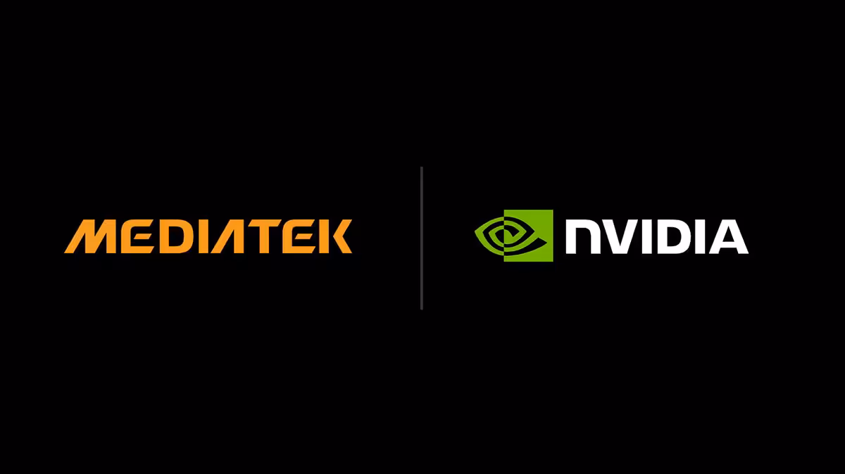 NVIDIA MediaTek : 3,5 milliards de dollars pour étendre NVLink Fusion aux ASIC IA 2 Logos MediaTek et NVIDIA sur fond noir, visuel de partenariat technologique