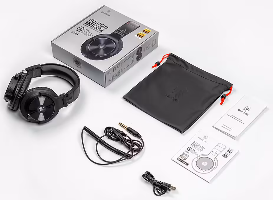 OneOdio A70 Gen 2 : LDAC, Bluetooth 6.0 et 72 h d’autonomie à moins de 60 dollars 5 Contenu complet du pack OneOdio A70 Gen 2 : casque, boîte, pochette, câbles et notices