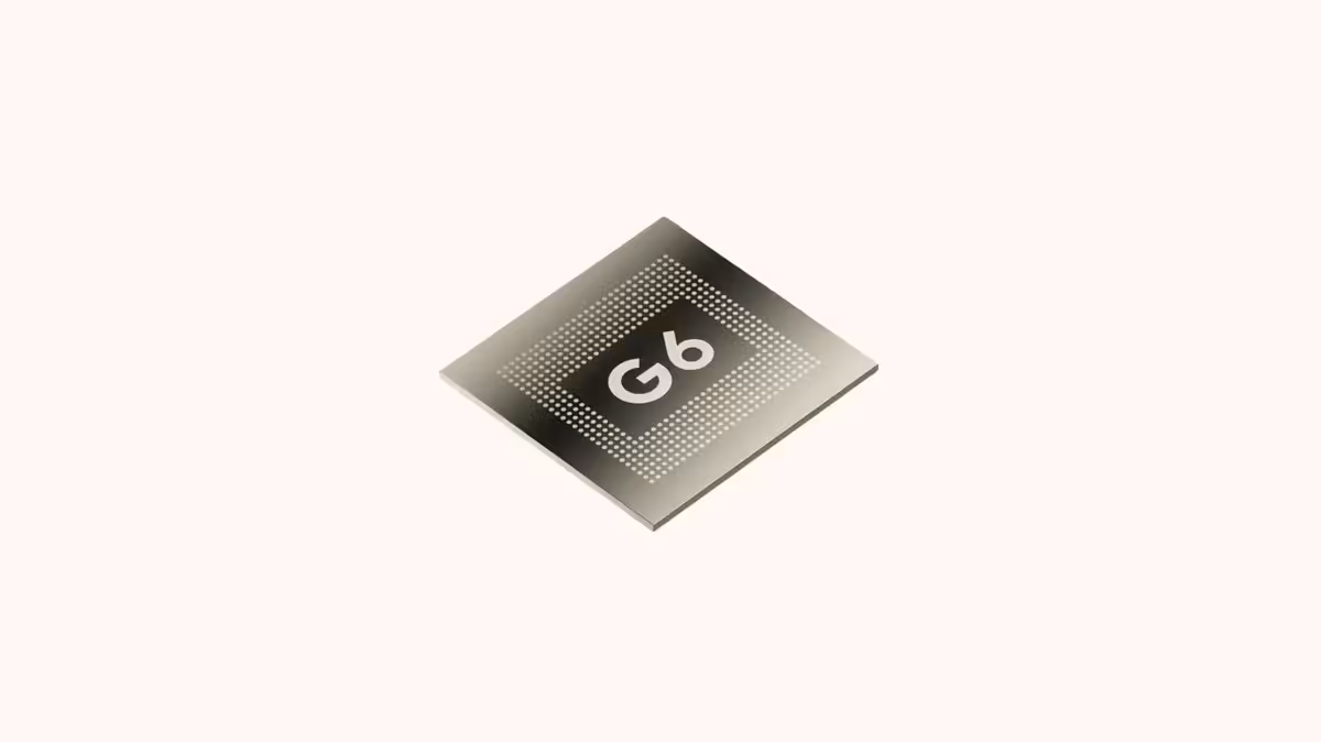 Puce Google G6 gravée sur un composant électronique, illustration du processeur Tensor de nouvelle génération
