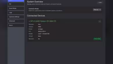 Capture d'écran d'un logiciel montrant une AMD Radeon RX 6900 XT dans les périphériques connectés.