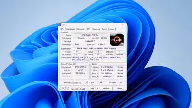 Fenêtre CPU-Z sur bureau Windows 11, processeur AMD Ryzen 7 7840U visible avec logo Ryzen
