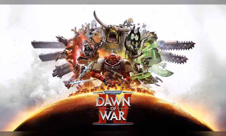 Dawn of War IV reporté au 3 décembre 2026, accès anticipé dès le 30 novembre 1 Illustration officielle Warhammer 40,000: Dawn of War avec logo du jeu et personnages orks au centre