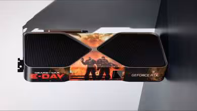 Carte graphique NVIDIA GeForce RTX édition Gears of War E-Day avec double ventilateur et design personnalisé