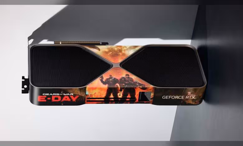 DLSS 4.5 s'impose sur Gears of War: E-Day, Phantom Blade Zero et Hell Let Loose 1 Carte graphique NVIDIA GeForce RTX édition Gears of War E-Day avec double ventilateur et design personnalisé