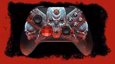 Manette Xbox Gears of War: E-Day avec visuel crâne, boutons ABXY et sticks analogiques