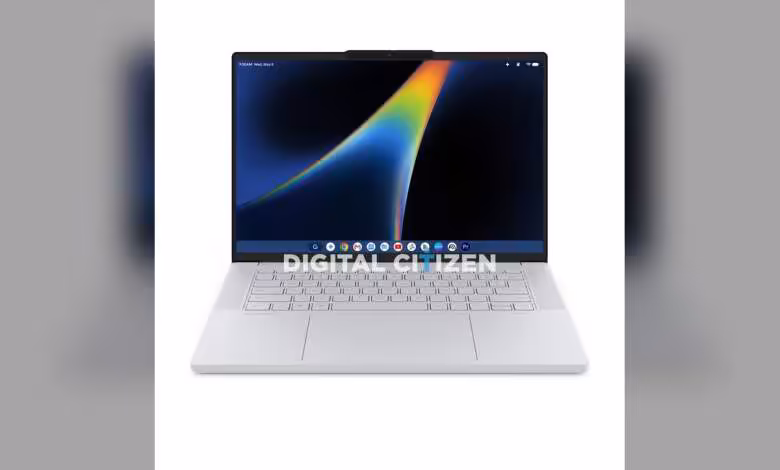 Googlebook Lenovo 15 : les premiers visuels fuitent bien avant le lancement d'automne 1 Googlebook Lenovo 15 blanc, vue de face, écran ouvert avec interface ChromeOS et clavier complet