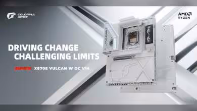 Visuel promotionnel COLORFUL iGame X870E VULCAN W OC V14 avec AMD Ryzen