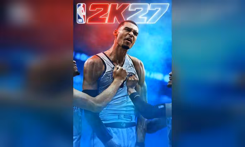 Intel Arc 101.8891 WHQL corrige les crashs XeSS et ajoute un profil pour NBA 2K27 1 Jaquette NBA 2K27 avec joueur de basket en maillot blanc sous éclairage bleu et logo lumineux