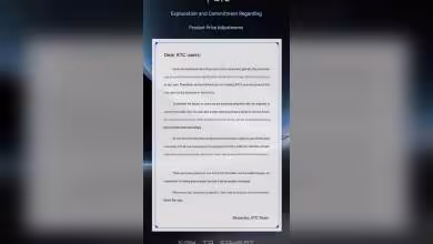 Capture d'écran texte KTC sur ajustements des prix des moniteurs en raison des coûts des composants