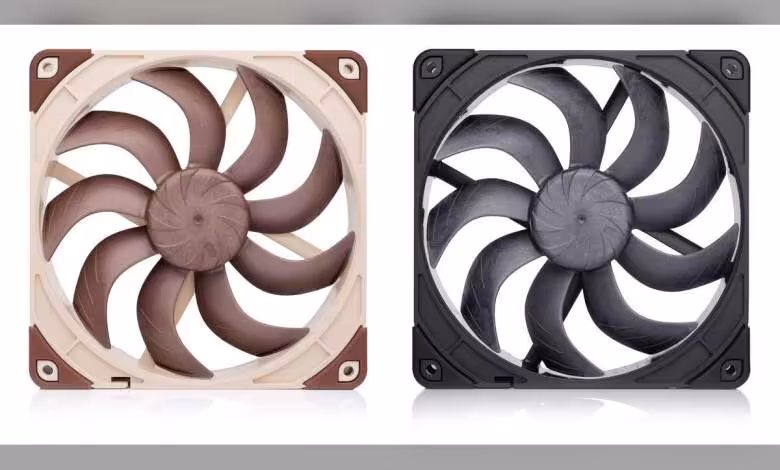 Noctua confirme sa ligne dure : ni RGB ni écran LCD dans ses refroidisseurs PC 1 Deux ventilateurs Noctua NF-A12x25, versions beige et chromée noire, design sans RGB ni écran LC