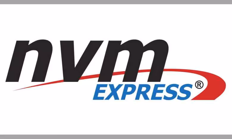 NVMe 2.4 : 11 spécifications mises à jour pour la sécurité, la gestion et l'efficacité 1 Logo NVMe Express 2 avec texte noir et bleu, accent rouge, sur fond blanc