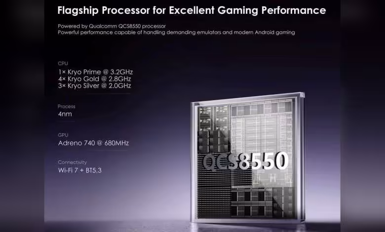Retroid Pocket Nova passe à 239 $ dès le 6 août, Qualcomm invoqué pour la hausse 1 Présentation du processeur Qualcomm QCS8550 avec spécifications techniques pour performances gaming et connectivité Wi-Fi 7.