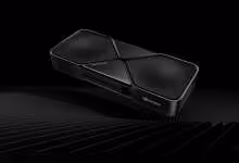 Carte graphique NVIDIA RTX PRO 6000 Blackwell sur fond noir, vue produit officielle