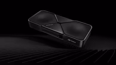 Carte graphique NVIDIA RTX PRO 6000 Blackwell sur fond noir, vue produit officielle