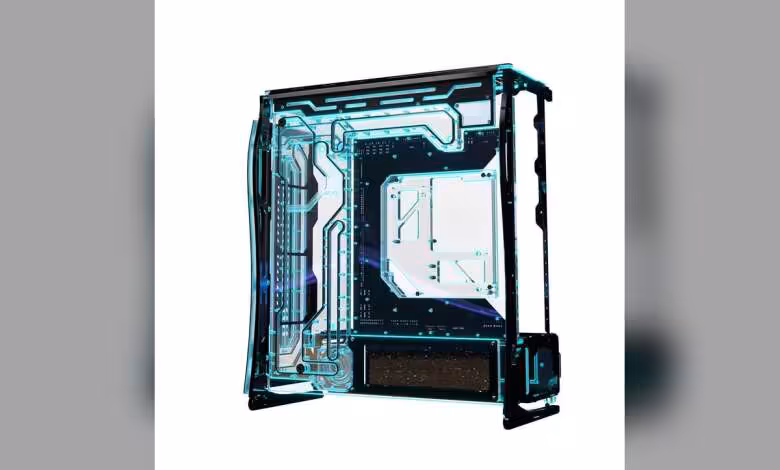 Boîtier Spectre : full tower Singularity à 1 999 dollars avec watercooling, 49 unités 1 Boîtier Spectre Singularity Computers vert éclairage néon vif fond contraste élevé