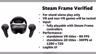 Casque Valve Steam Frame avec deux contrôleurs, texte Steam Frame Verified et exigences de compatibilité