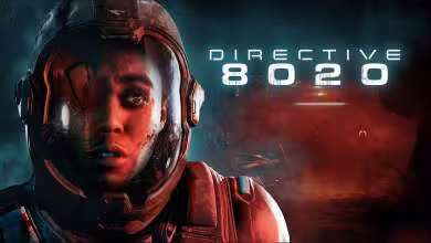 Artwork de Directive 8020 montrant une astronaute casquée dans une ambiance rouge sombre