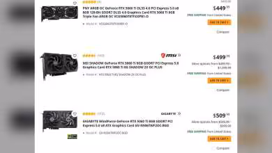 Liste de cartes graphiques RTX 5060 Ti 8GB par PNY, MSI, et GIGABYTE avec prix et options d'achat.