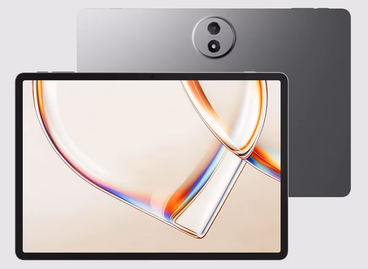 Tablette TCL avec écran 12,2 pouces et dos gris, vue avant et arrière du modèle NXTPAPER.