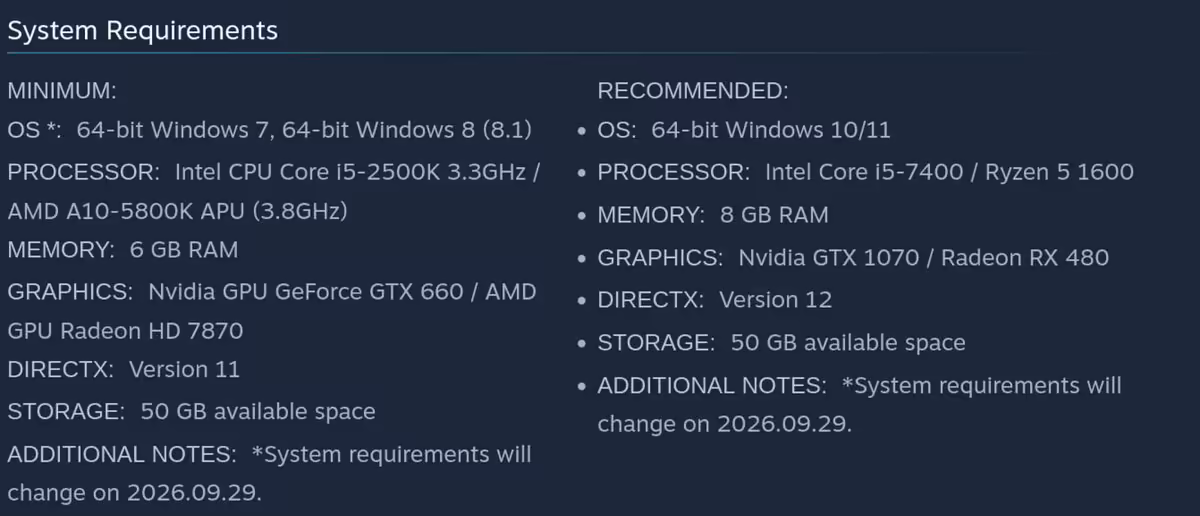 The Witcher 3 Remastered relève brutalement les exigences PC minimales avant le 29 septembre 4 Tableau des exigences système The Witcher 3 Remastered : Windows 10/11, Core i5-7400, Ryzen 5 1600, GTX 1070