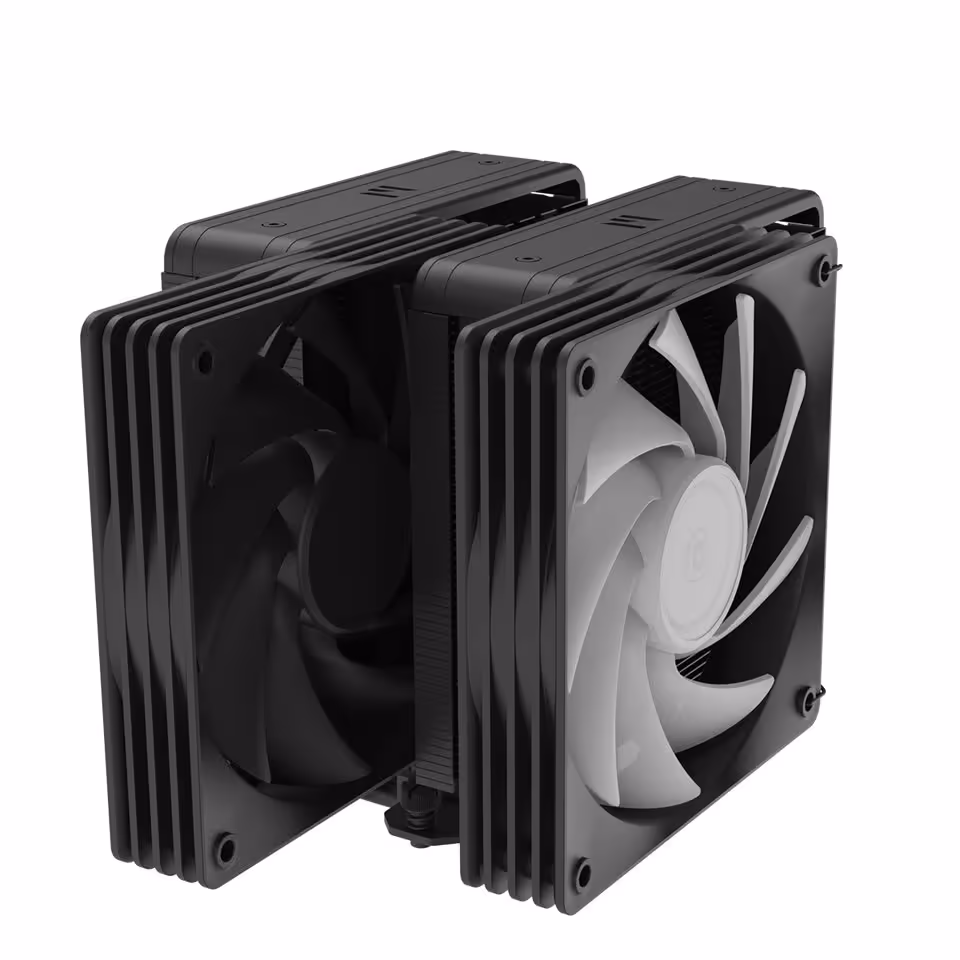 Zalman CNPS12X BP en version double ventilateur, noir et blanc, vue trois quarts
