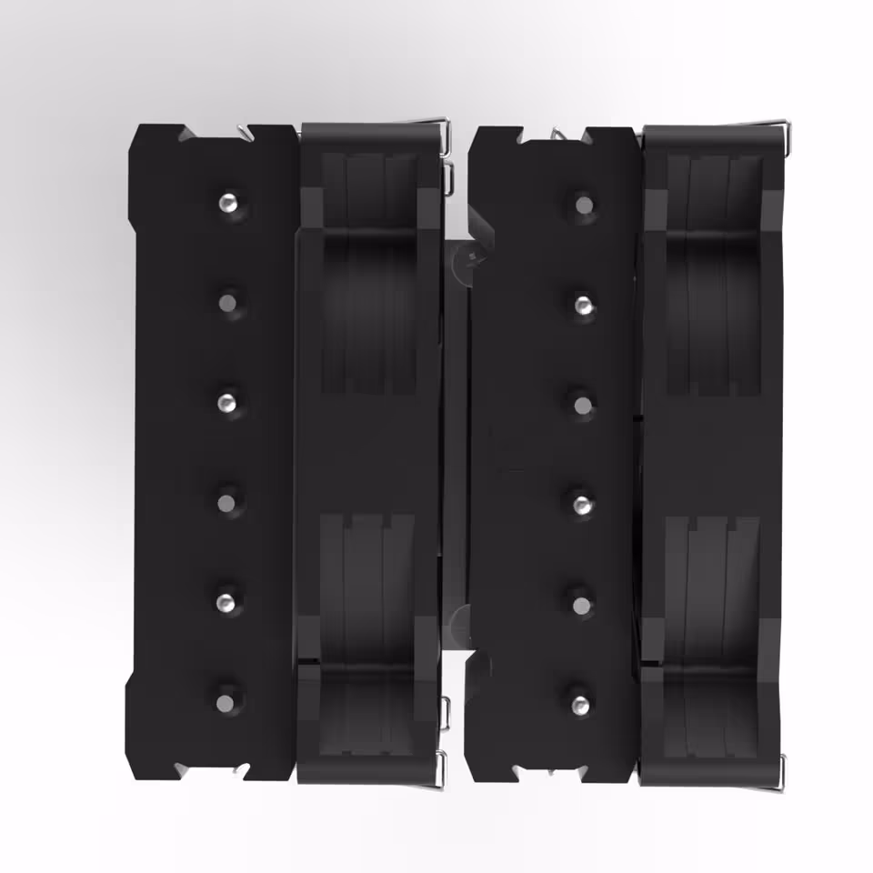 Vue supérieure du Zalman CNPS12X BP, double radiateur noir et fixation centrale