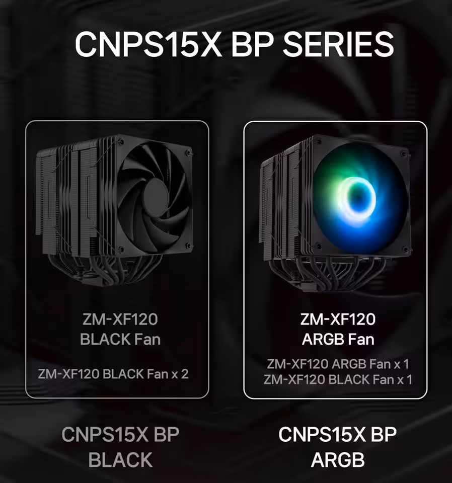 Comparatif Zalman CNPS15X BP Series: versions BLACK et ARGB avec ventilateurs ZM-XF120