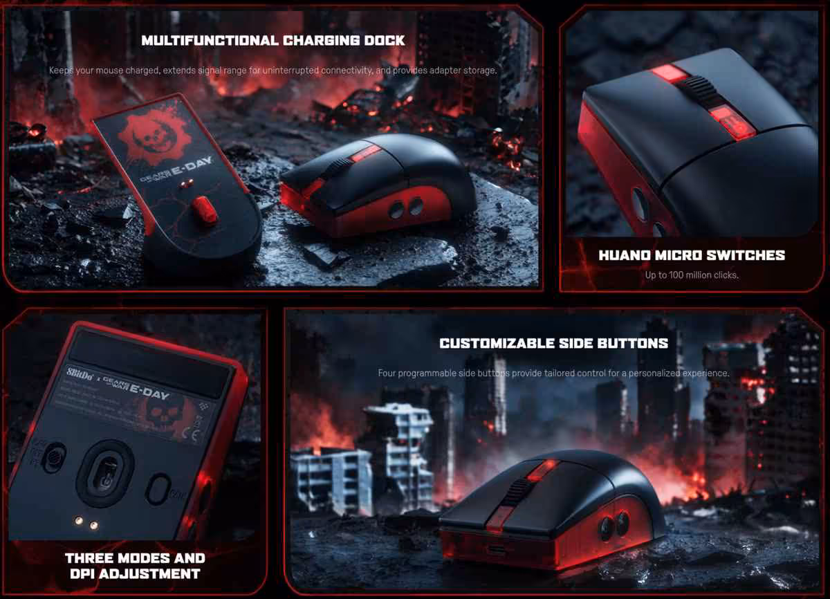 8BitDo Gears of War : un clavier mécanique rétro et une souris ambidextre
