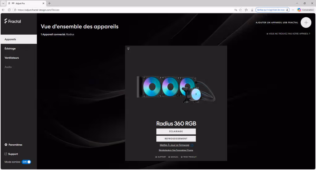 Test Fractal Radius 360 RGB : un AIO 360 mm sobre, efficace et sans logiciel à installer 16 Adjust Pro 01