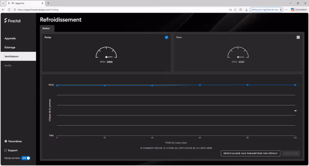 Test Fractal Radius 360 RGB : un AIO 360 mm sobre, efficace et sans logiciel à installer 17 Adjust Pro 05