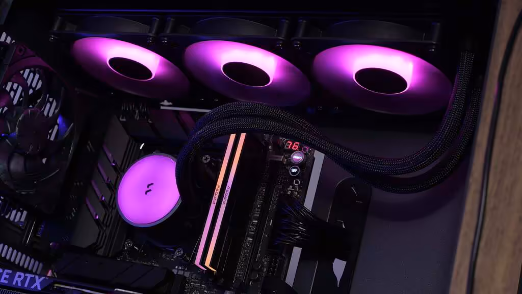 Test Fractal Radius 360 RGB : un AIO 360 mm sobre, efficace et sans logiciel à installer 26 Fractal Radius 360 RGB rgb show 06