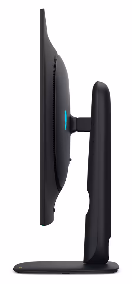 Alienware OLED : deux nouveaux écrans, un 4K 165 Hz à 699,99 $ et un 560 Hz QD-OLED 4 Profil latéral d’un moniteur Alienware fin, dalle OLED et support noir réglable