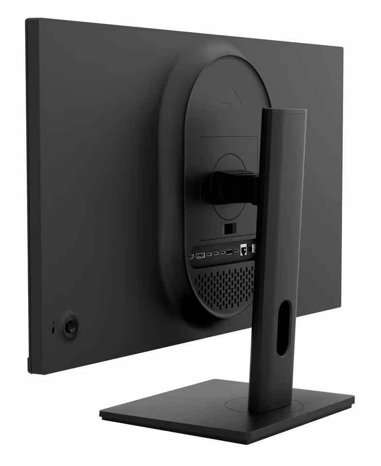 Alogic IFA 2026 : écrans 5K/6K tactiles, docks TB5 et gamme Vision pro 16 Dos d’un moniteur Alogic noir sur pied central, vue arrière
