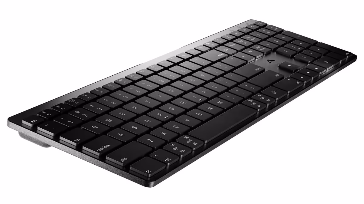 Alogic IFA 2026 : écrans 5K/6K tactiles, docks TB5 et gamme Vision pro 31 Clavier Alogic noir compact, vue trois-quarts sur fond blanc