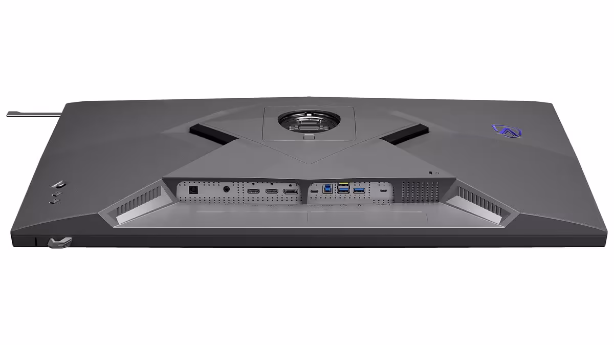 AOC AGP327KG : le premier moniteur gaming 5K avec NVIDIA G-SYNC Pulsar 5 Dos du moniteur AOC AGP327KG avec connectique visible et ventilation supérieure