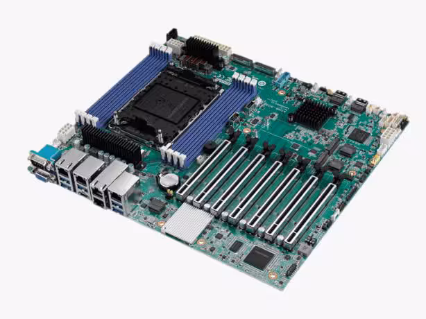 Carte mère Advantech ASMB-808 CEB, socket Intel Xeon, huit slots PCIe et connecteurs arrière.