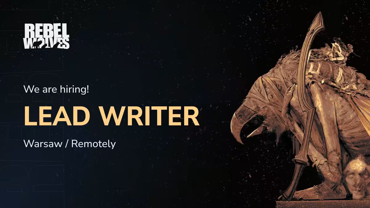 Blood of Dawnwalker 2 en préparation, Rebel Wolves lance déjà le recrutement clé 3 Visuel recrutement Rebel Wolves pour un poste de Lead Writer à Varsovie ou en télétravail