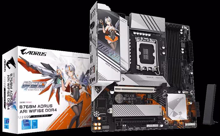 Carte mère GIGABYTE B760M AORUS Elite AX DDR4 avec boîte retail et antenne Wi-Fi