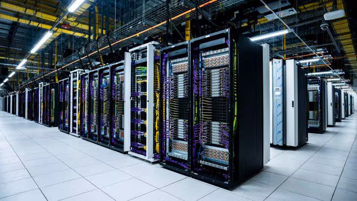 Colossus 2 : Elon Musk vise 1,2 million de GPU NVIDIA pour défier OpenAI 3 Rangées de baies de serveurs dans un centre de données industriel