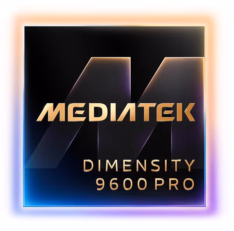 Dimensity 9600 Pro : MediaTek passe au 2 nm et vise le sommet des puces mobiles 3 Logo MediaTek Dimensity 9600 Pro sur carré noir, design marketing minimaliste avec cadre lumineux