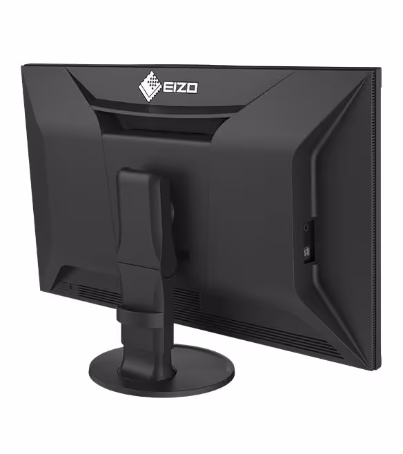 Arrière du moniteur EIZO EIZO, châssis noir avec support central et base ronde