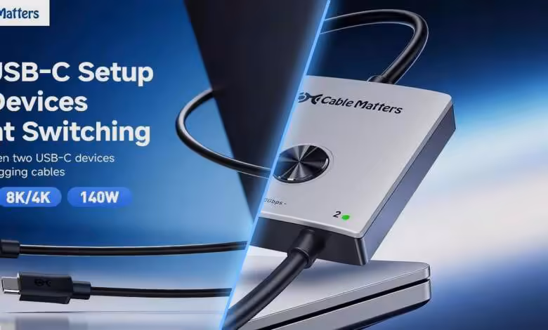 KVM USB4 Cable Matters : 40 Gbps, affichage 8K 60 Hz et recharge jusqu’à 140 W 1 KVM USB4 Cable Matters : 40 Gbps, affichage 8K 60 Hz et recharge jusqu’à 140 W